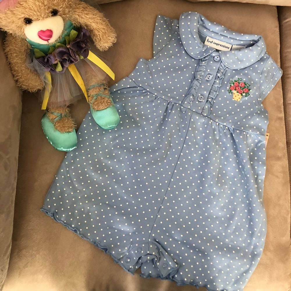 First Impressions Polka Dot Romper NWT 6-9 Months